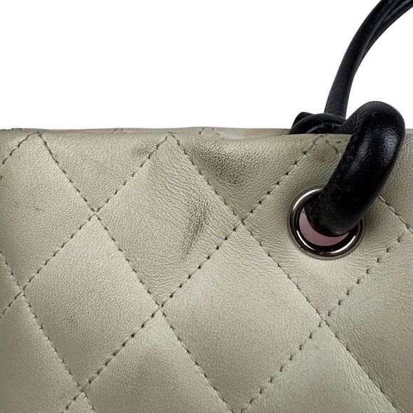 Chanel Cambon Line Medium Tote Bag Coco Mark Handbag Tote Bag Leather White - Picture 7 of 15